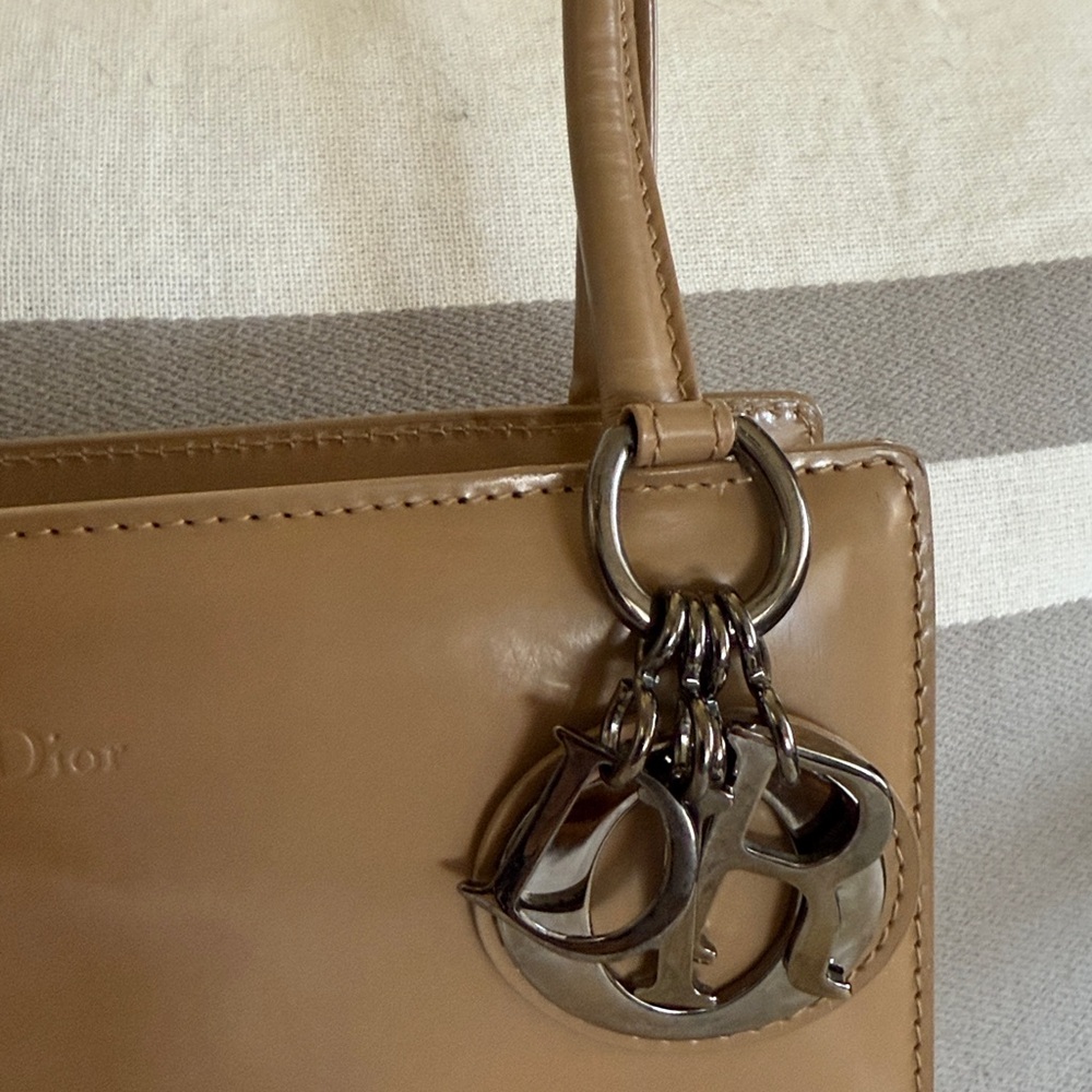 CHRISTIAN DIOR- Authentic 🍀EUC! LADY DIOR!! Beige Top Handle Bag - Picture 4 of 15